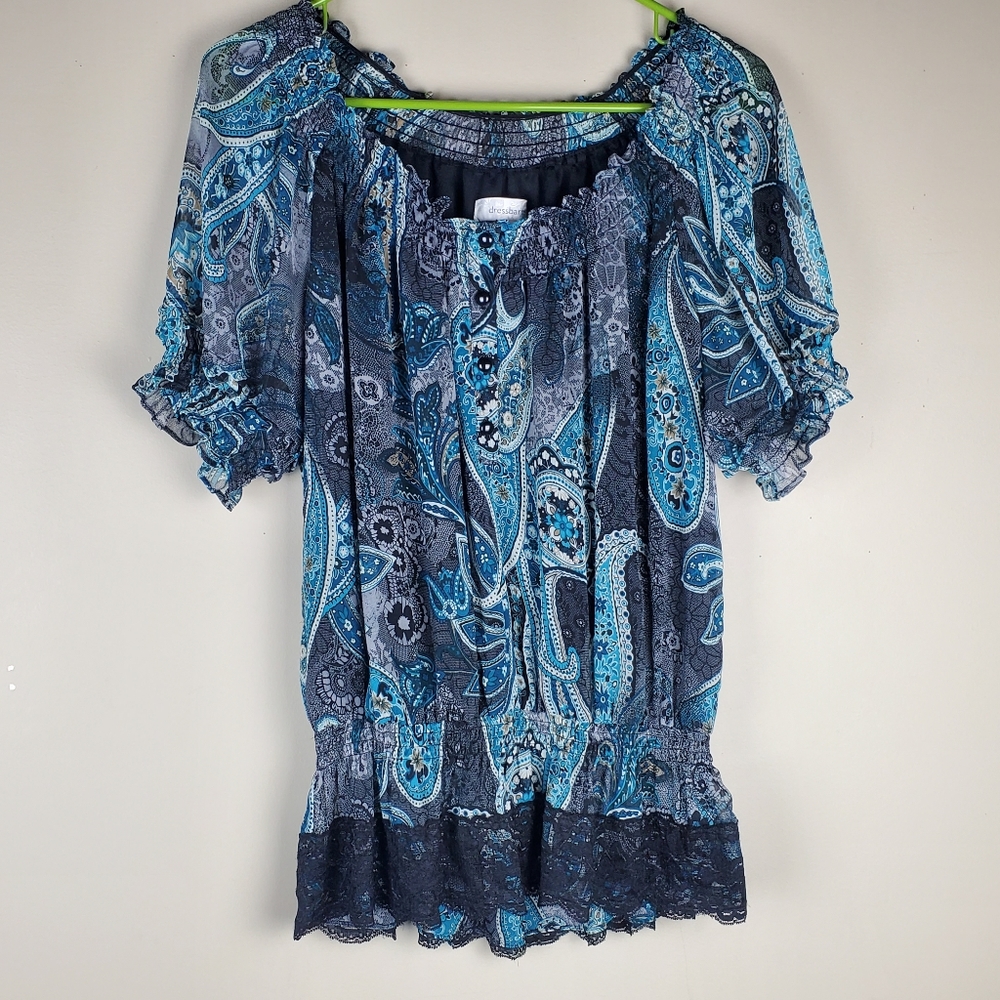 Dressbarn Short Sleeve Paisley Blouse - Size PS